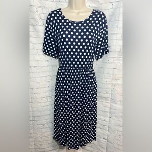 Db Moon Women’s Navy and White Polka Dot Dress Size XL